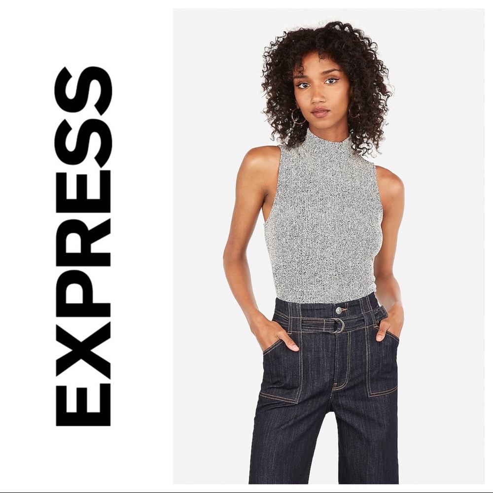 Express Textured Jacquard Mock Neck Tank XL